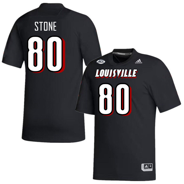 Men #80 JoJo Stone Louisville Cardinals College Football Jerseys Stitched-Black